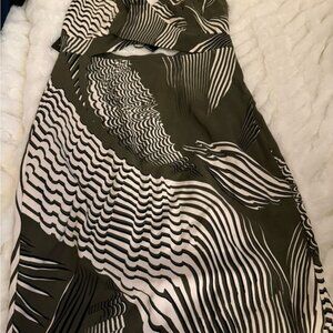 Express Olive and White Dress